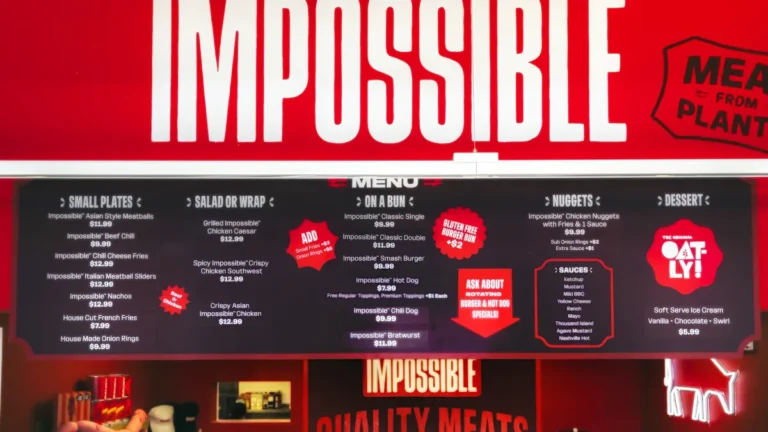 Menu da loja Impossible Meats